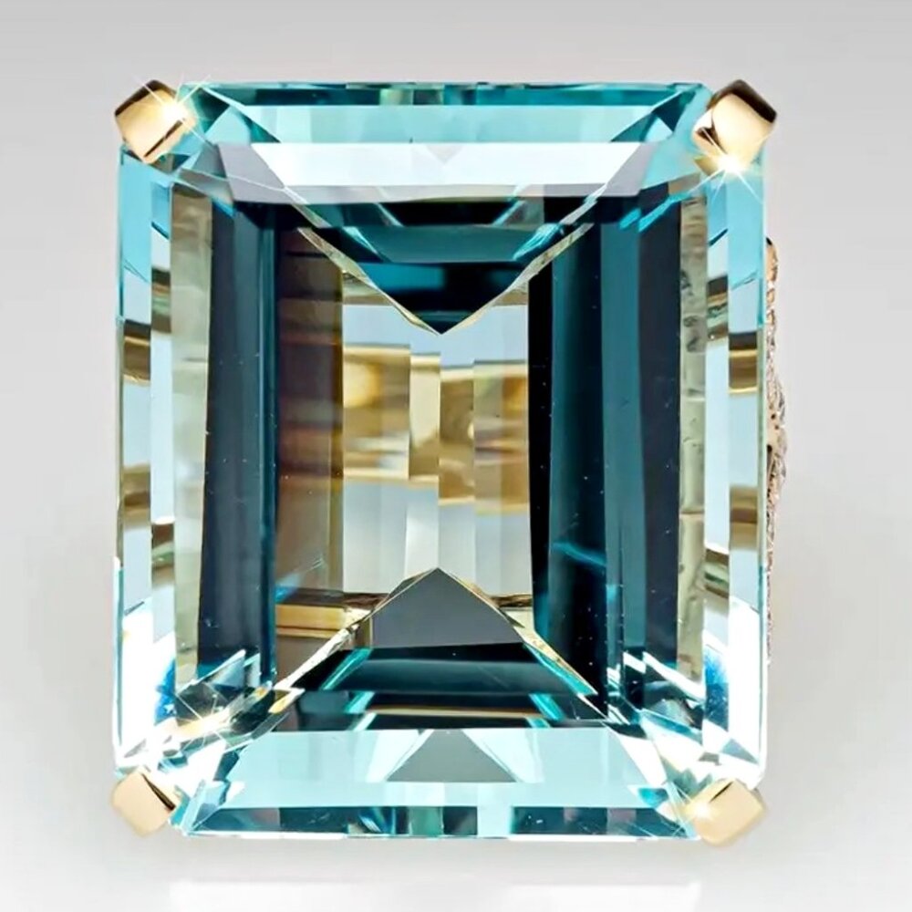 Semi Precious Cultured Rectangular Aquamarine Cen… - image 3